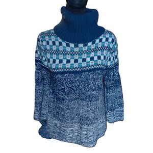 Decree Woman's Size Large Ombre, Checkered Cowl Neck Sweater